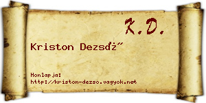 Kriston Dezső névjegykártya